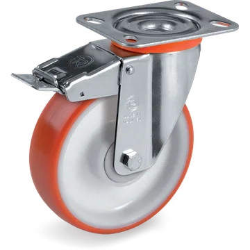 Thermoplastic polyurethane swivel castor Ø150×45 mm with brake