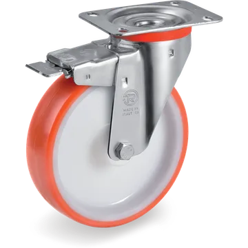 Rueda giratoria de poliuretano termoplástico Ø150×35 mm con freno