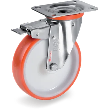 Rueda giratoria de poliuretano termoplástico Ø80×30 mm con freno