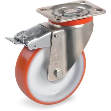 Thermoplastic polyurethane swivel castor Ø100×30 mm with brake