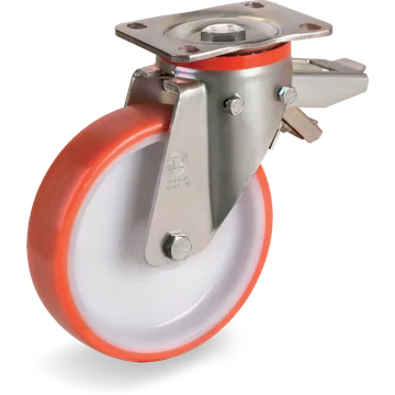 Thermoplastic polyurethane swivel castor Ø250×50 mm with brake