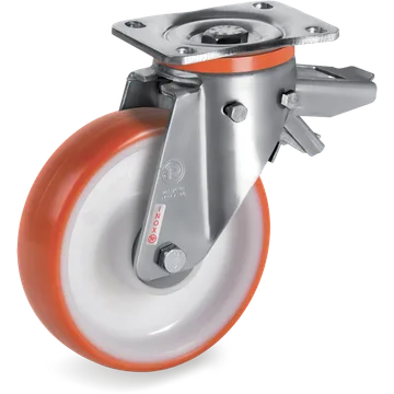 Thermoplastic polyurethane swivel castor Ø200×50 mm with brake