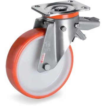 Rueda giratoria de poliuretano termoplástico Ø200×50 mm con freno