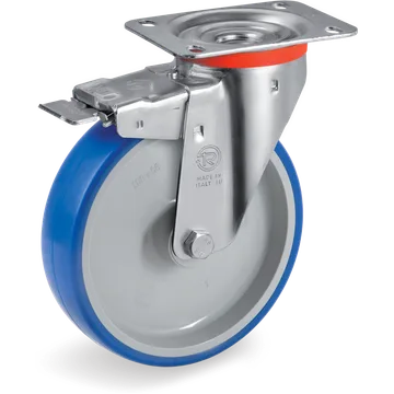 Rueda giratoria de poliuretano termoplástico Ø80×30 mm con freno