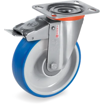 Rueda giratoria de poliuretano termoplástico Ø80×30 mm con freno