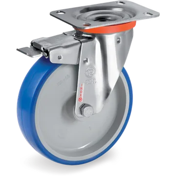 Rueda giratoria de poliuretano termoplástico Ø80×30 mm con freno