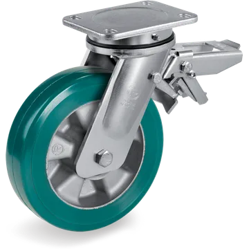 Rueda giratoria de poliuretano TR-Roll Ø125×40 mm con freno
