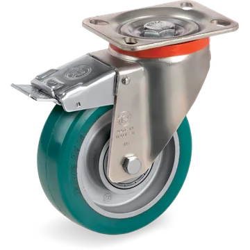 Rueda giratoria de poliuretano TR-Roll Ø125×40 mm con freno