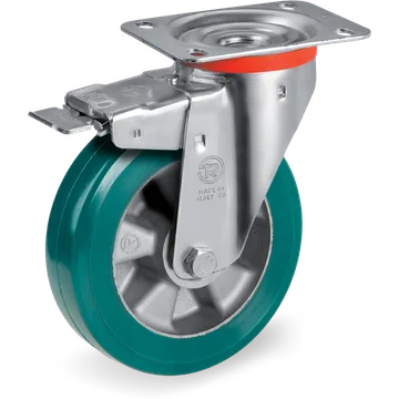 Rueda giratoria de poliuretano TR-Roll Ø125×40 mm con freno