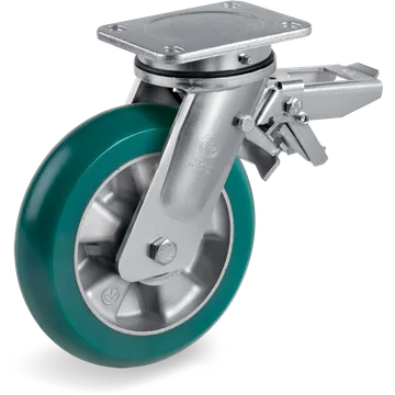 Rueda giratoria de poliuretano TR-Roll Ø125×40 mm con freno