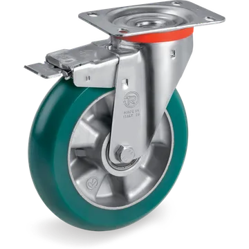 Rueda giratoria de poliuretano TR-Roll Ø125×40 mm con freno