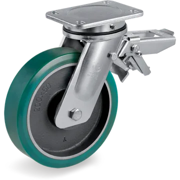 Rueda giratoria de poliuretano TR-Roll Ø200×50 mm con freno
