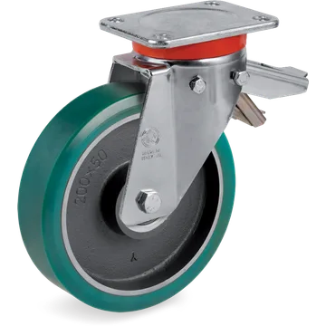 TR-Roll polyurethane swivel castor Ø200×50 mm with brake