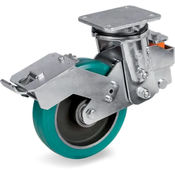 Rueda giratoria de poliuretano TR-Roll Ø200×50 mm con freno