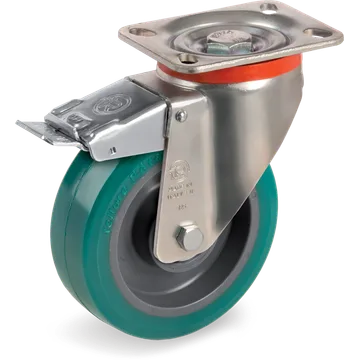 Rueda giratoria de poliuretano TR-Roll Ø100×40 mm con freno