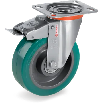 Rueda giratoria de poliuretano TR-Roll Ø160×50 mm con freno