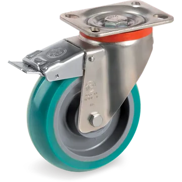 Rueda giratoria de poliuretano TR-Roll Ø125×40 mm con freno