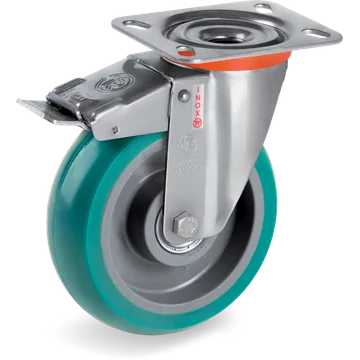 Rueda giratoria de poliuretano TR-Roll Ø160×50 mm con freno