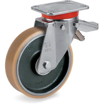 Vulkollan® swivel castor Ø150×40 mm with brake