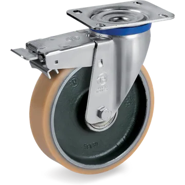 Vulkollan® swivel castor Ø150×40 mm with brake