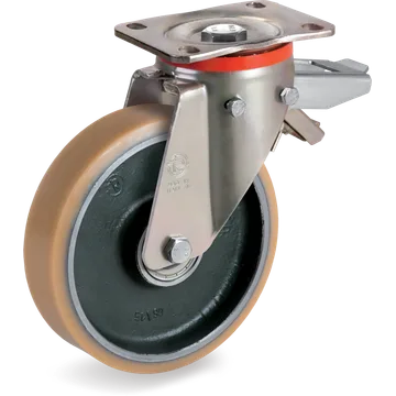 Vulkollan® swivel castor Ø150×40 mm with brake