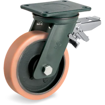 Vulkollan® swivel castor Ø250×78 mm with brake