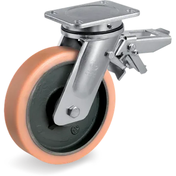 Rueda giratoria de vulkollan® Ø200×50 mm con freno