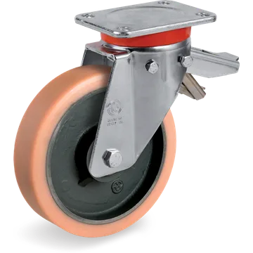 Vulkollan® swivel castor Ø180×50 mm with brake