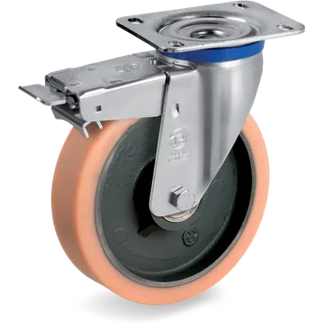 Vulkollan® swivel castor Ø150×50 mm with brake