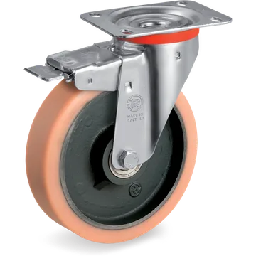 Vulkollan® swivel castor Ø180×50 mm with brake