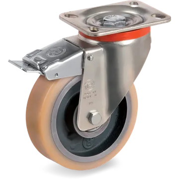 Vulkollan® swivel castor Ø100×38 mm with brake