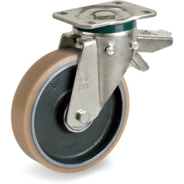 Vulkollan® swivel castor Ø150×40 mm with brake