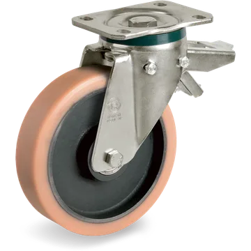 Vulkollan® swivel castor Ø180×50 mm with brake