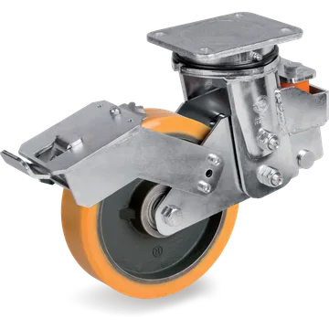 Rueda giratoria de poliuretano TR Ø200×50 mm con freno