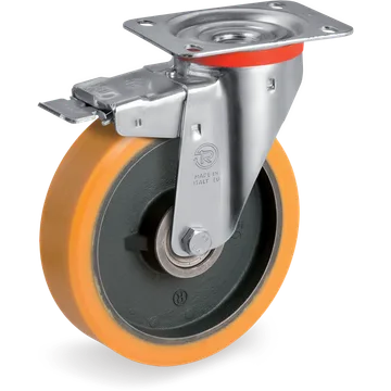 TR polyurethane swivel castor Ø180×50 mm with brake
