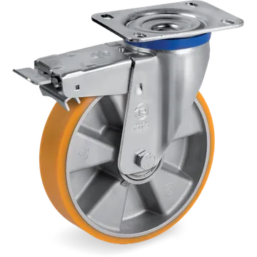 Rueda giratoria de poliuretano TR Ø150×40 mm con freno