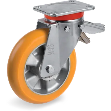 TR polyurethane swivel castor Ø200×50 mm with brake
