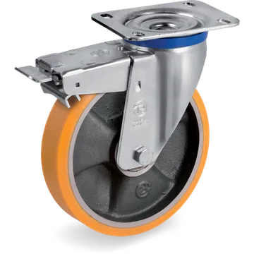 TR polyurethane swivel castor Ø150×35 mm with brake
