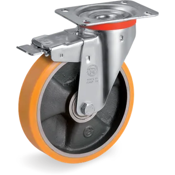 TR polyurethane swivel castor Ø175×35 mm with brake