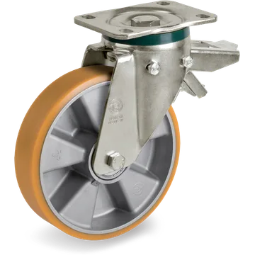 Rueda giratoria de poliuretano TR Ø200×50 mm con freno