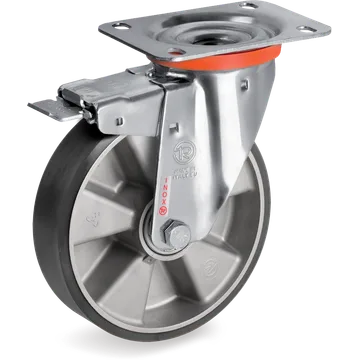 Rueda giratoria de poliuretano TR ESD Ø80×25 mm con freno