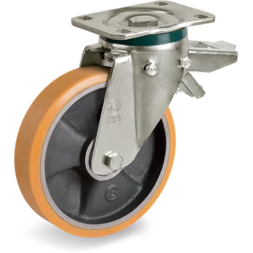 TR polyurethane swivel castor Ø175×35 mm with brake