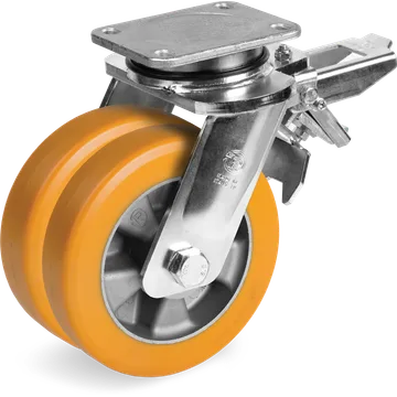 Rueda giratoria de poliuretano TR Ø200 mm con freno