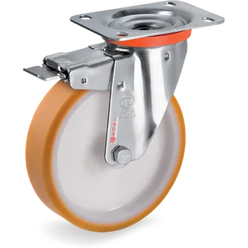 Rueda giratoria de poliuretano TR Ø80×25 mm con freno