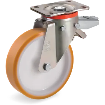 Rueda giratoria de poliuretano TR Ø175×40 mm con freno