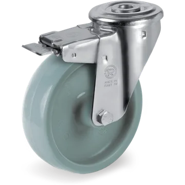 Rueda giratoria de poliamida 6 Ø80×30 mm con freno