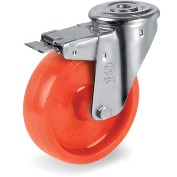 Rueda giratoria de poliamida 6 Ø80×30 mm con freno