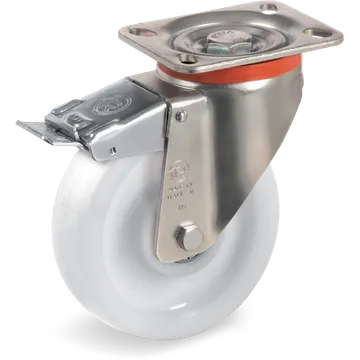 Rueda giratoria de poliamida 6 Ø100×35 mm con freno