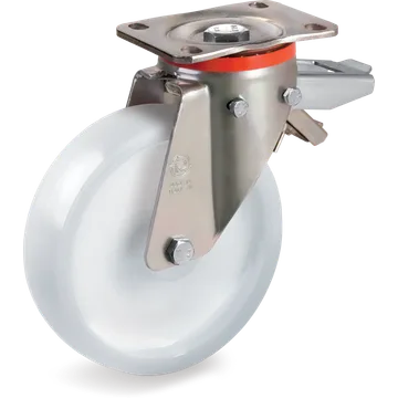 Rueda giratoria de poliamida 6 Ø125×45 mm con freno
