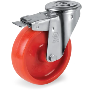 Rueda giratoria de poliamida 6 Ø80×30 mm con freno